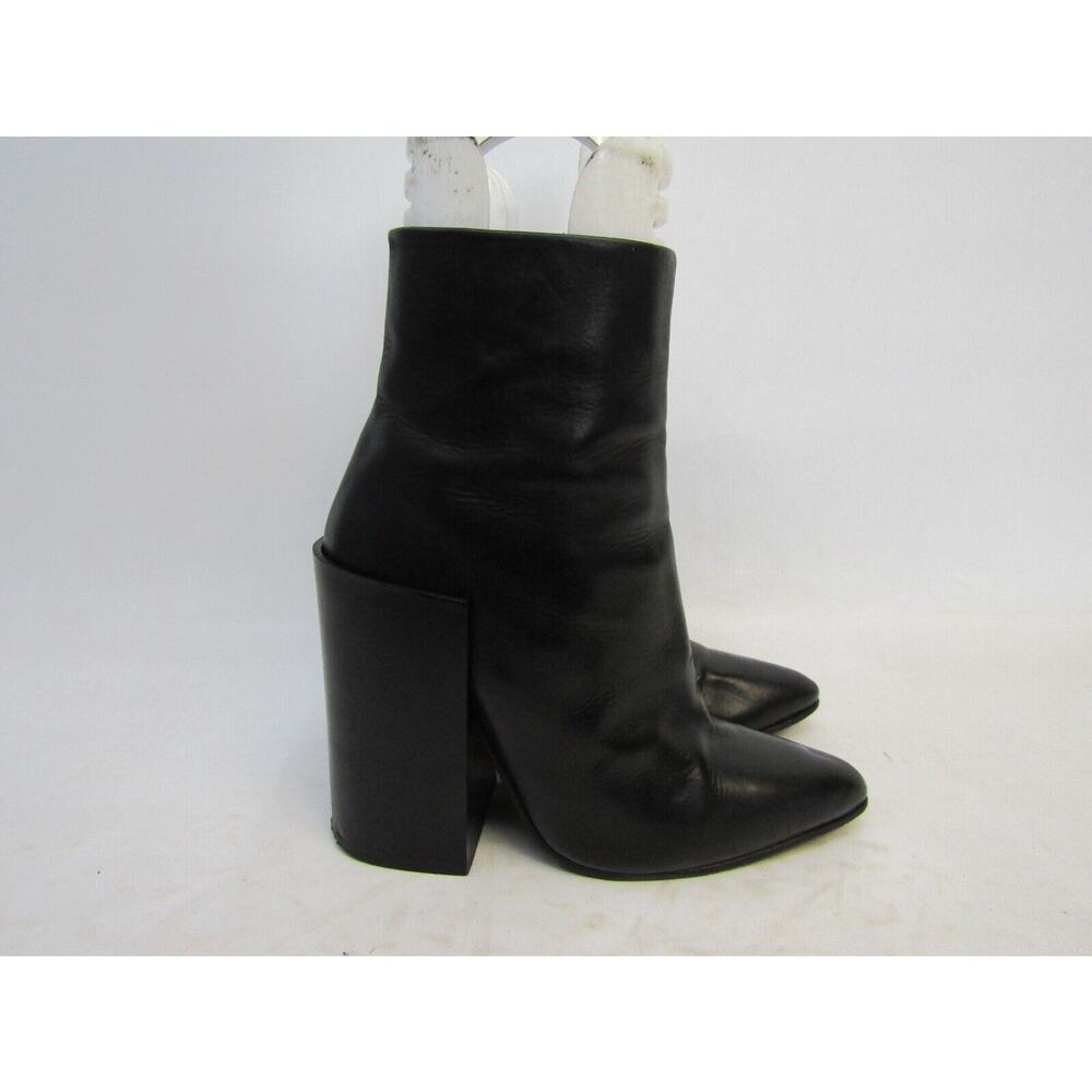 Acne Womens Size 36 EUR Black Leather Zip Heeled Ankle Fashion Boots Bootie - Picture 3 of 11